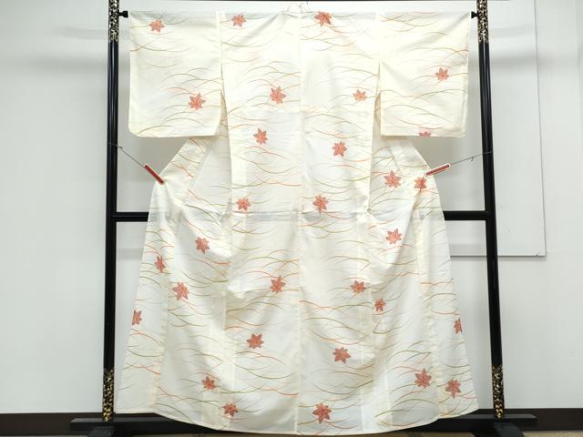 平和屋着物*夏物 小紋 絽 芝草楓文 洗える着物 CABK0484th