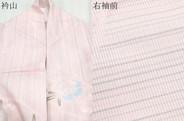 平和屋着物*夏物 小紋 絽 草花文 洗える着物 CABK0491th