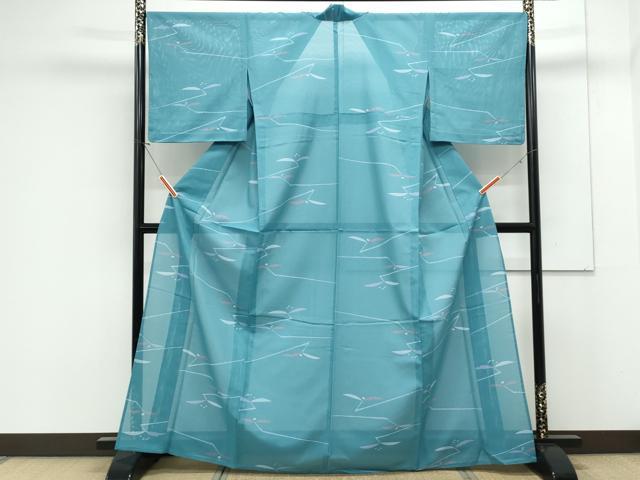 平和屋着物*夏物 小紋 絽 草花文 洗える着物 CABK0493th