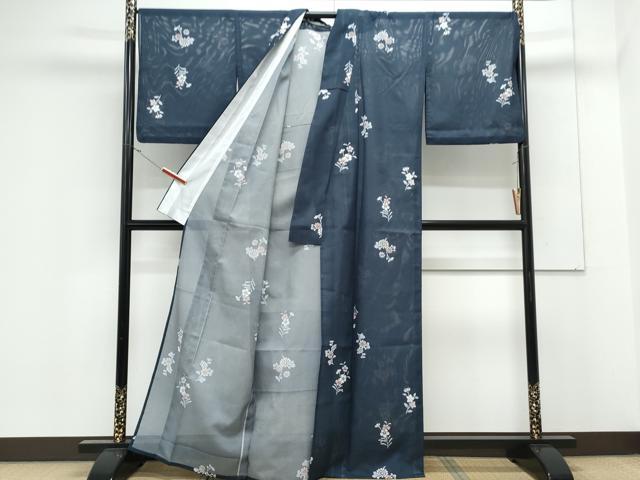 平和屋着物*夏物 小紋 絽 草花文 洗える着物 CABK0494th