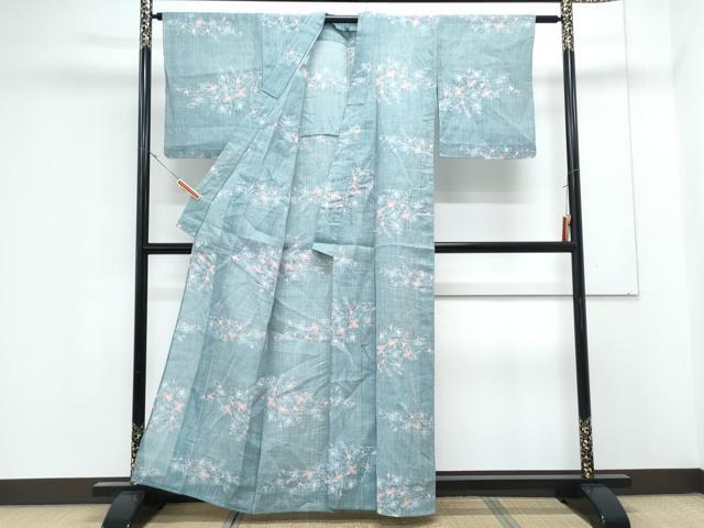 平和屋着物*夏物 本場小千谷ちぢみ 草花文 麻 逸品 CABK0498th