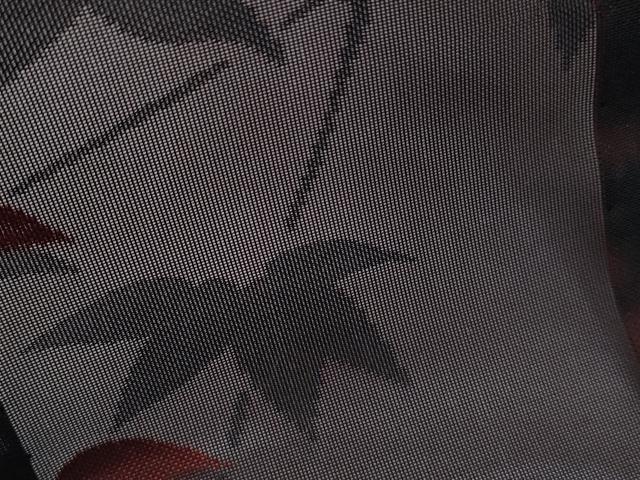 平和屋着物*夏物 小紋 紗 楓文 黒地 正絹 逸品 CABK0515th