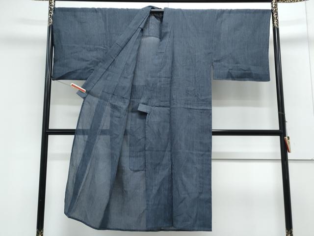 平和屋着物*夏物 男性 本場小千谷ちぢみ 縞 証紙付き 麻 逸品 CABK0520th