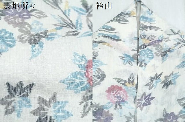 平和屋着物*夏物 本場小千谷ちぢみ 草花文 麻 逸品 CABK0528th