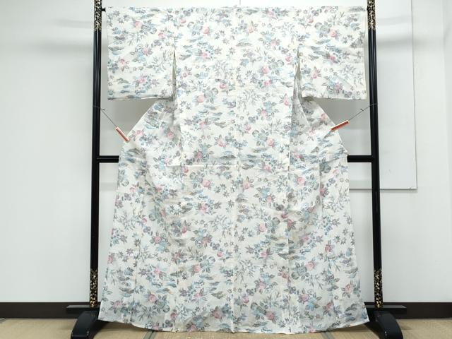 平和屋着物*夏物 本場小千谷ちぢみ 草花文 麻 逸品 CABK0528th