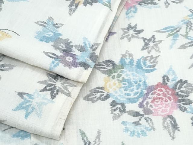 平和屋着物*夏物 本場小千谷ちぢみ 草花文 麻 逸品 CABK0528th