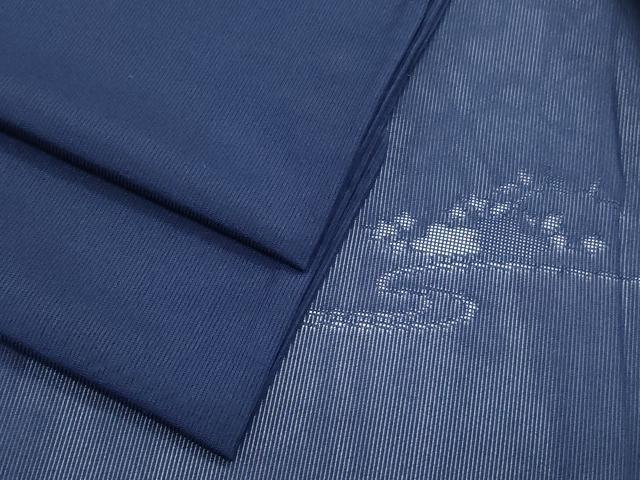 平和屋着物*夏物 色無地 草花紋紗 留紺色 正絹 逸品 CABK0536th