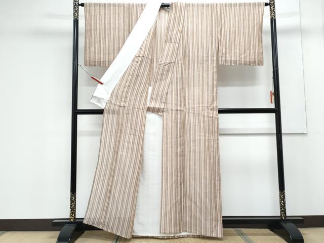 平和屋着物*夏物 本場小千谷ちぢみ 縞 麻 逸品 CABK0589th