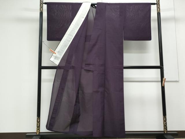 平和屋着物*夏物 色無地 松文紗 深紫色 正絹 逸品 CABK0600th