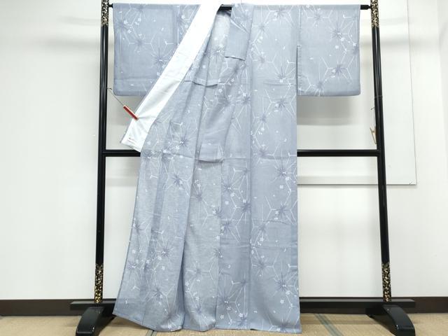 平和屋着物*夏物 小紋 紗 麻の葉舞桜文 やまと誂製 洗える着物 CABK0630th