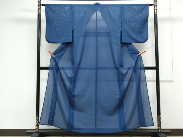 平和屋着物*夏物 色無地 絽 紺瑠璃色 洗える着物 CABK0632th