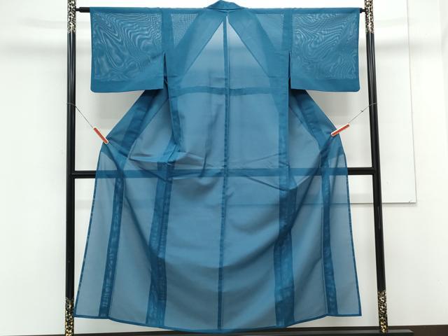 平和屋着物*夏物 色無地 絽 藍色 洗える着物 CABK0634th