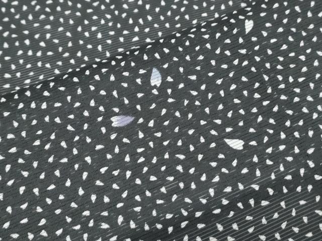 平和屋着物*夏物 小紋 絽 舞花びら 黒地 洗える着物 CABK0642th