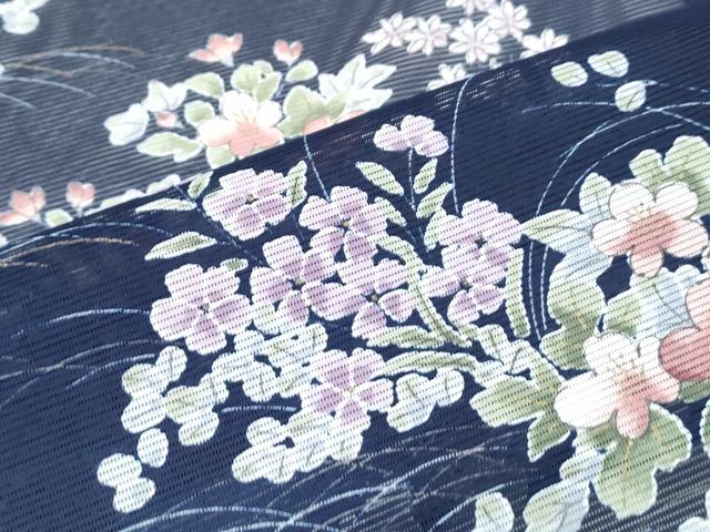 平和屋着物*夏物 訪問着 絽 草花文 洗える着物 CABK0643th