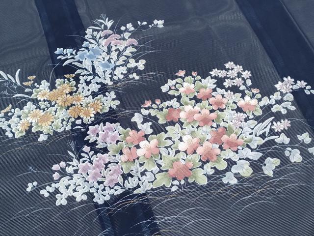 平和屋着物*夏物 訪問着 絽 草花文 洗える着物 CABK0643th
