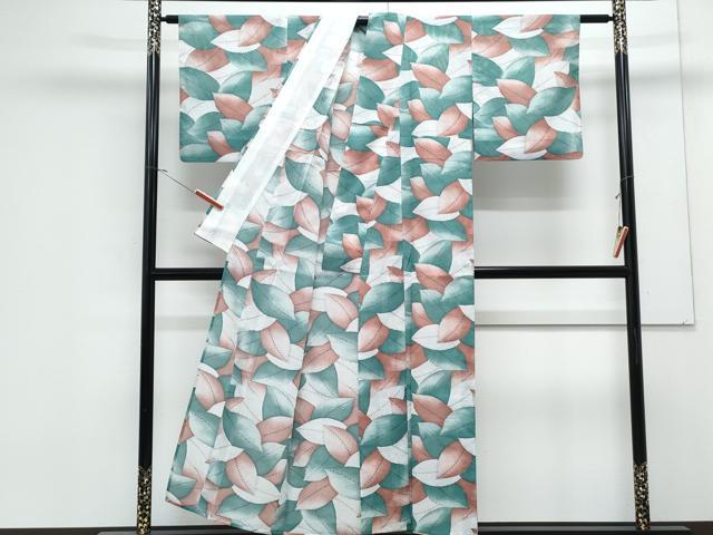 平和屋着物*夏物 小紋 絽 葉尽くし 洗える着物 CABK0646th