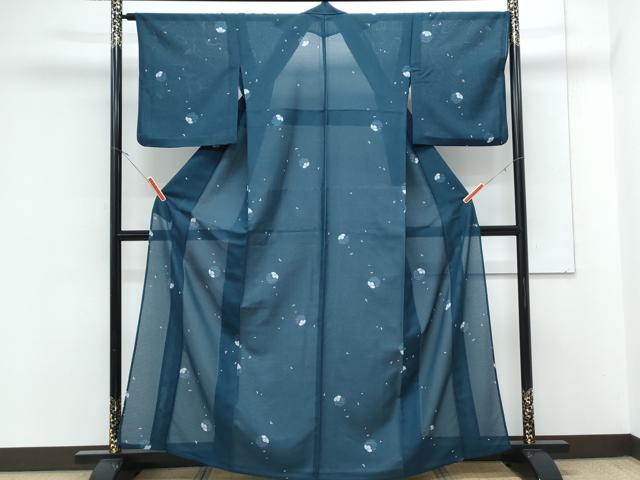 平和屋着物*夏物 小紋 絽縮緬 花丸文 洗える着物 CABK0651th