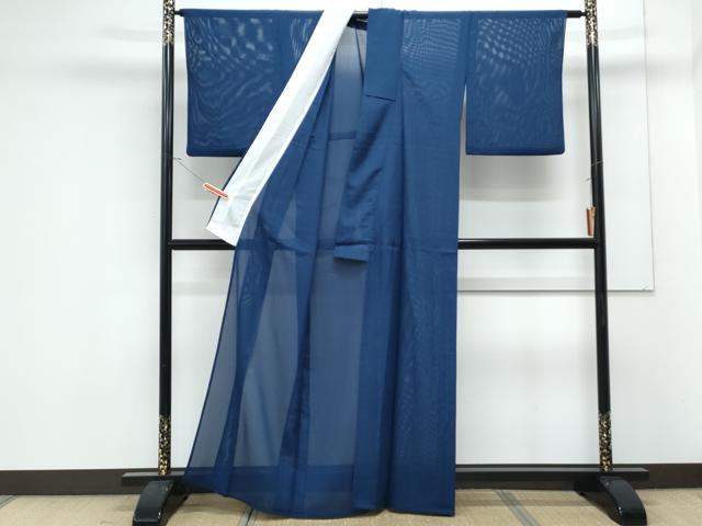 平和屋着物*夏物 色無地 絽 濃藍色 洗える着物 CABK0663th