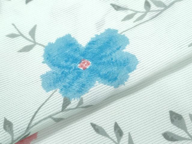 平和屋着物*夏物 小紋 絽 草花文 暈し染め 洗える着物 CABK0684th
