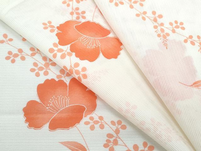 平和屋着物*夏物 小紋 絽 草花文 洗える着物 CABK0689th