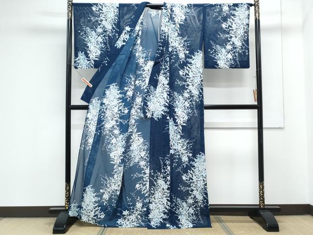 平和屋着物*夏物 小紋 絽 草花文 洗える着物 CABK0692th