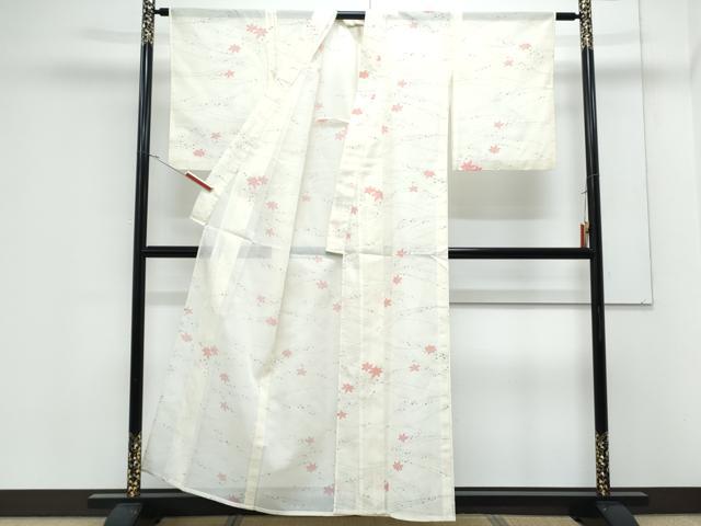 平和屋着物*夏物 小紋 絽 流水楓文 洗える着物 CABK0700th