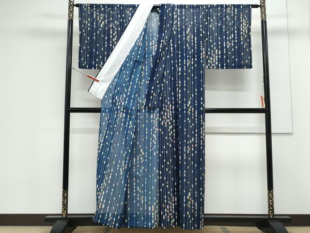 平和屋着物*夏物 小紋 絽 矢羽根間道 洗える着物 CABK0704th