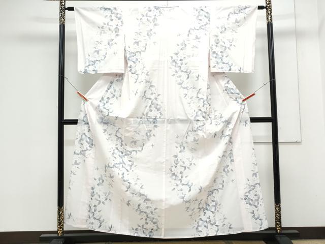 平和屋着物*夏物 小紋 絽 立涌草花文 洗える着物 CABK0709th