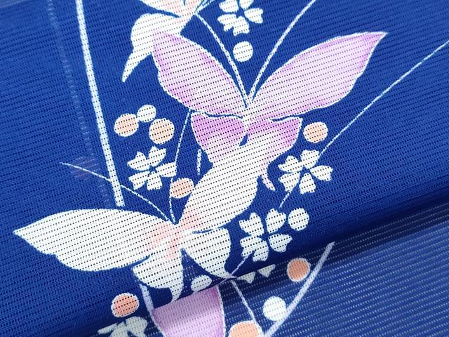 平和屋着物*夏物 小紋 絽 花蝶文 洗える着物 CABK0710th