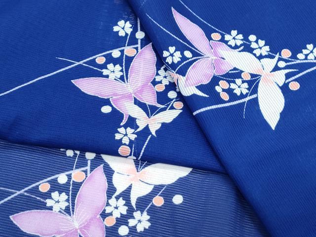 平和屋着物*夏物 小紋 絽 花蝶文 洗える着物 CABK0710th