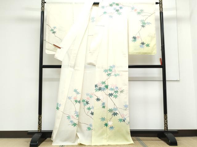 平和屋着物*夏物 訪問着 絽 枝楓文 暈し染め 銀彩 正絹 逸品 CABK0712th