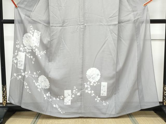 平和屋着物*夏物 小紋 絽 手描き 雪輪花文 正絹 逸品 CABK0713th