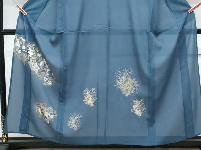 平和屋着物*夏物 訪問着 絽 竹屋町刺繍 花蝶文 金銀彩 正絹 逸品 CABK0738th