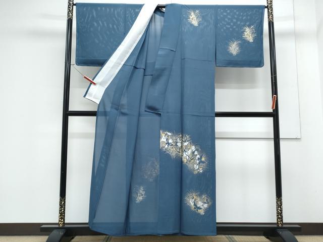 平和屋着物*夏物 訪問着 絽 竹屋町刺繍 花蝶文 金銀彩 正絹 逸品 CABK0738th