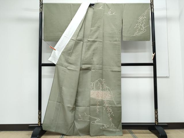 平和屋着物*夏物 訪問着 紗紬 草葉文 金彩 正絹 逸品 CABK0750th