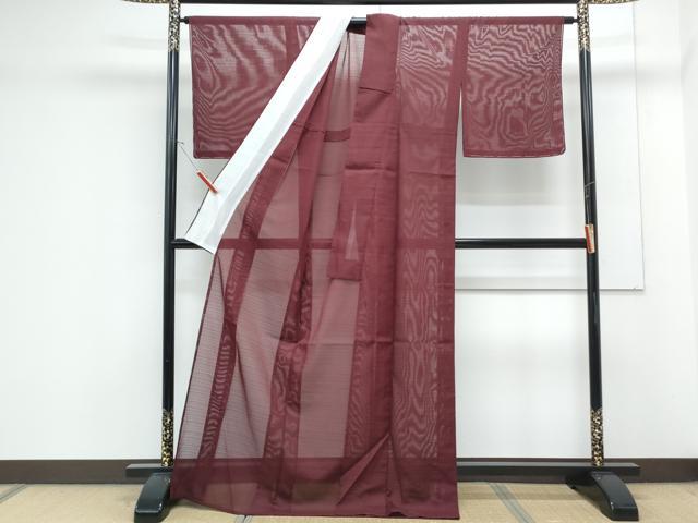平和屋着物*夏物 色無地 変わり絽 葡萄色 洗える着物 CABK0759th