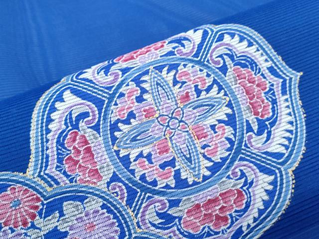 平和屋着物*夏物 訪問着 絽 短冊絵皿花文 金彩 洗える着物 CABK0771th