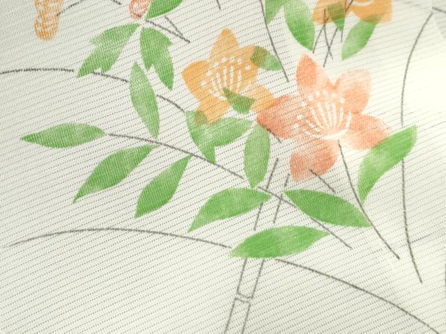 平和屋着物*夏物 小紋 絽 草花文 洗える着物 CABK0774th