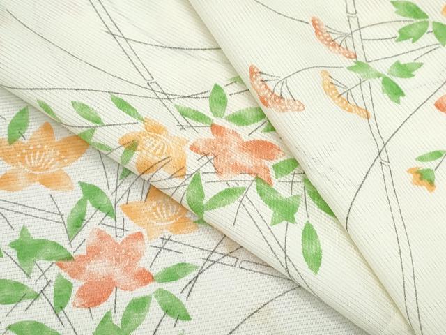 平和屋着物*夏物 小紋 絽 草花文 洗える着物 CABK0774th