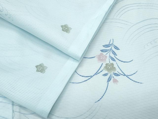 平和屋着物*夏物 小紋 絽 流水草花文 洗える着物 CABK0778th
