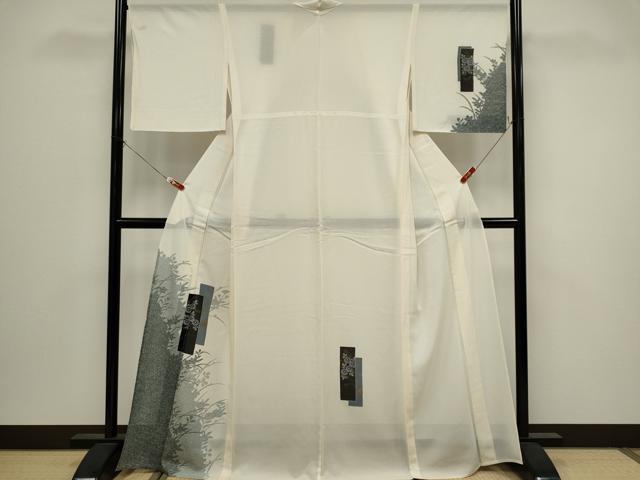 平和屋着物*夏物 訪問着 絽 色紙重ね草花文 シルエット 金彩 正絹 逸品 CABK0829ou