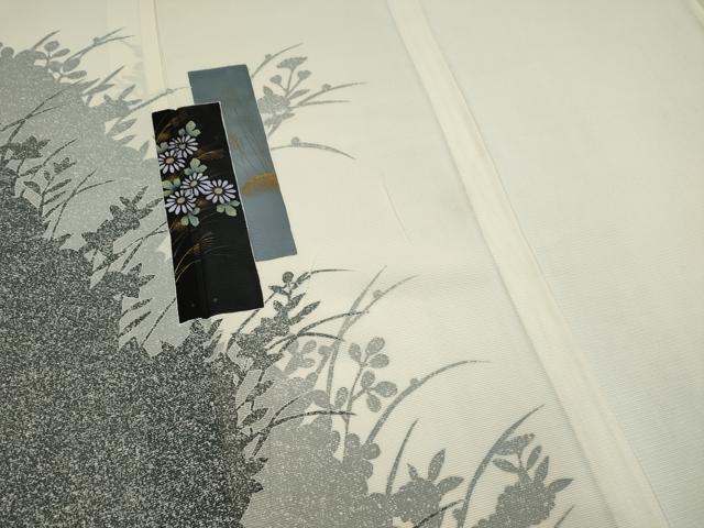 平和屋着物*夏物 訪問着 絽 色紙重ね草花文 シルエット 金彩 正絹 逸品 CABK0829ou