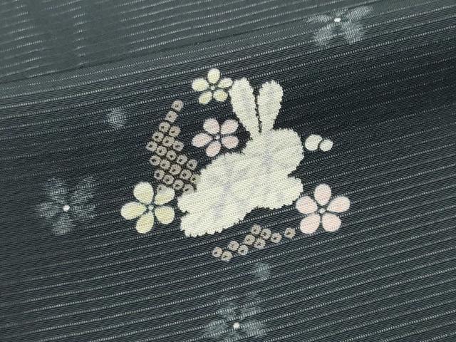 平和屋着物*夏物 小紋 絽 京友禅 兎花文 反端付き 正絹 逸品 CABK0842ou