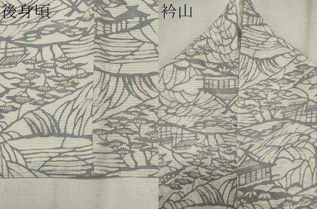 平和屋着物*夏物 小紋 絽 型染め 風景文 やまと誂製 正絹 逸品 CABK0846ou