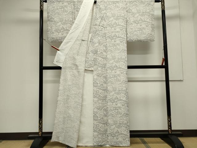 平和屋着物*夏物 小紋 絽 型染め 風景文 やまと誂製 正絹 逸品 CABK0846ou