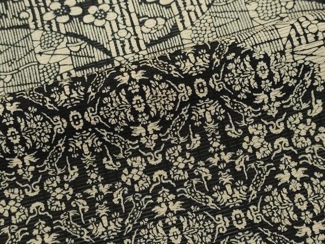 平和屋着物*夏物 訪問着 絽 型染め 吉祥花文 黒地 正絹 逸品 CABK0847ou