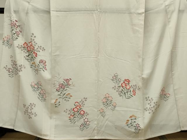 平和屋着物*夏物 訪問着 縦絽 手描き 草花文 正絹 逸品 CABK0849ou