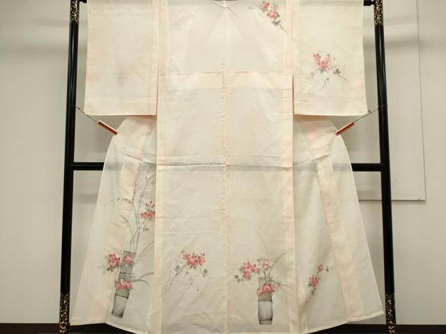 平和屋着物*夏物 訪問着 手描き 絽 枝花文 暈し染め 正絹 逸品 CABK0850ou