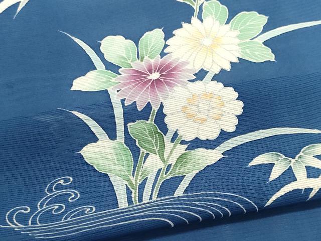 平和屋着物*夏物 訪問着 絽 流水花文 銀彩 正絹 逸品 CABK0853ou