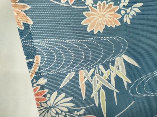 平和屋着物*夏物 小紋 絽 型染め 流水籬花文 正絹 逸品 CABK0854ou